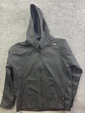 UNRL Jacket Mens Large Black Hooded Full Zip Softshell Lined Athletic Outdoor